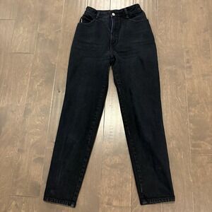 Vintage Bongo Denim Jeans 23x27 Size 3 Black High Rise Tapered Leg Made USA 90s